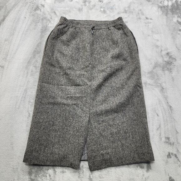 Vintage L.J.L. Sport Skirt Womens 6 Gray Wool Pencil Midi Back Zip Vented Hem - Picture 2 of 9